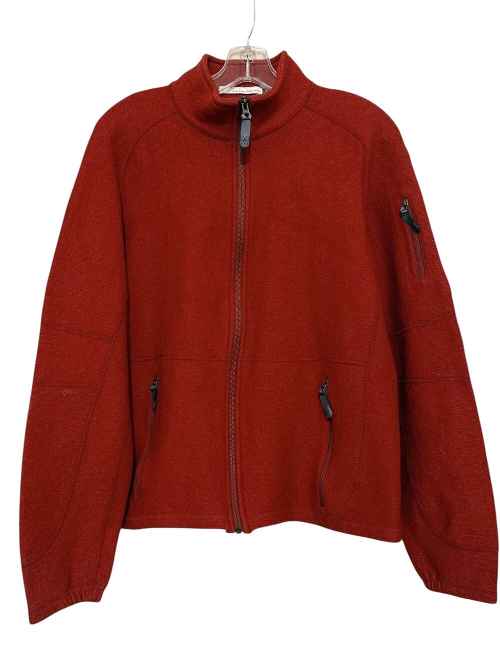 Ibex Merino Wool Full Zip Jacket Rust Orange Outdoor Sweater Fleece Women's M